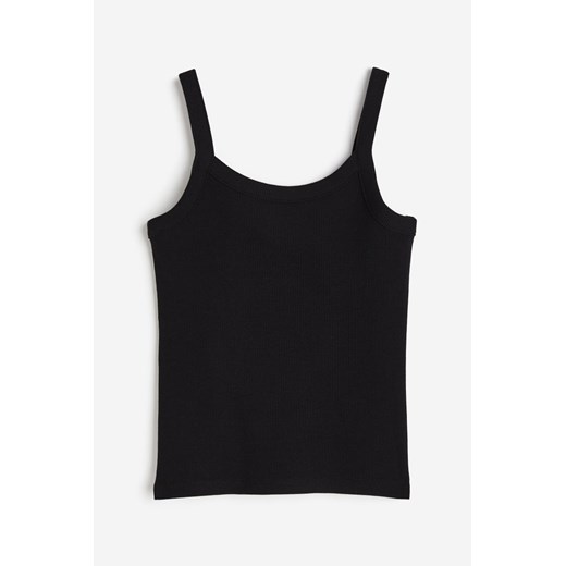 H & M - Prążkowany top na ramiączkach - Czarny ze sklepu H&M w kategorii Bluzki dziewczęce - zdjęcie 169594084