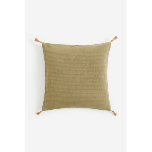 H & M - Poszewka na poduszkę zdobiona frędzlami - Zielony ze sklepu H&M w kategorii Poszewki na poduszki - zdjęcie 169594090