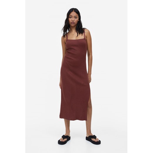 H & M - Dzianinowa sukienka z odkrytymi plecami - Czerwony H & M M H&M