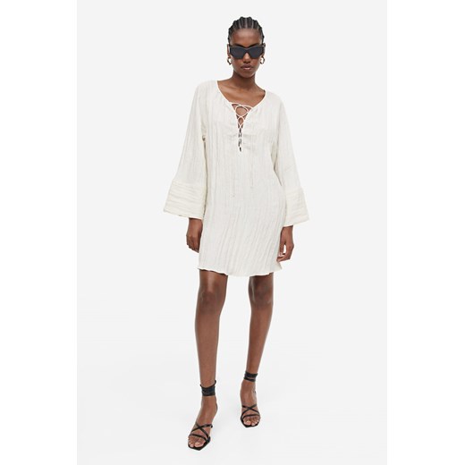 H & M - Crinkled tunic dress - Biały ze sklepu H&M w kategorii Sukienki - zdjęcie 169594532