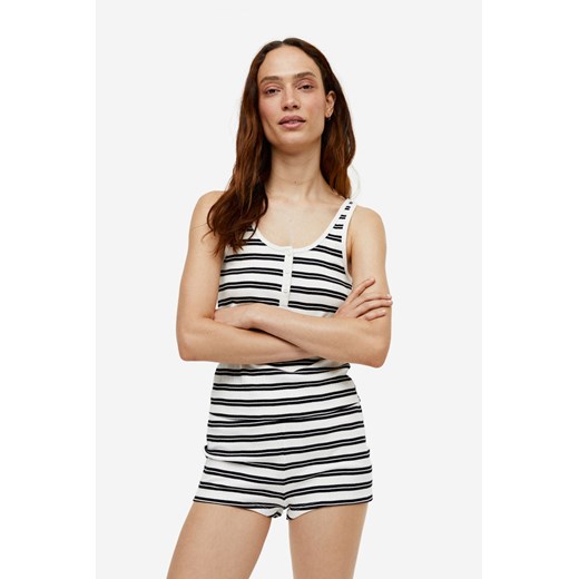 H & M - Bawełniana piżama z topem i szortami - Biały ze sklepu H&M w kategorii Piżamy damskie - zdjęcie 169594642