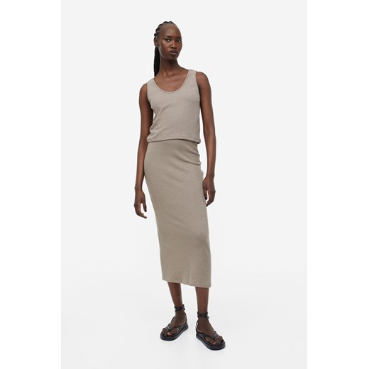 H & M - Ołówkowa spódnica z rozcięciem - Brązowy ze sklepu H&M w kategorii Spódnice - zdjęcie 169594910
