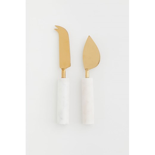 H & M - Marmurowy nóż do sera 2-pak - Biały ze sklepu H&M w kategorii Noże kuchenne - zdjęcie 169595043