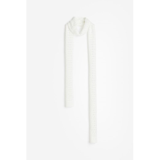 H & M - Wąski ażurowy szalik - Biały H & M 230x12 H&M