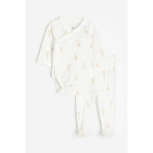 H & M - Komplet 2-częściowy z bawełnianego dżerseju - Biały ze sklepu H&M w kategorii Komplety niemowlęce - zdjęcie 169595153