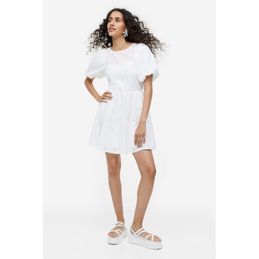 H & M - Sukienka z bufiastym rękawem - Biały H & M M H&M