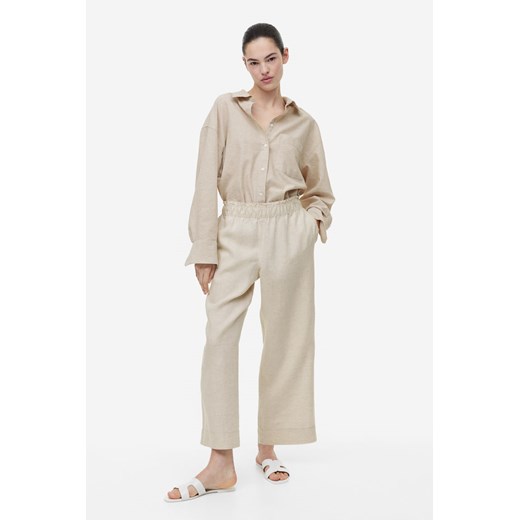 H & M - Lniane spodnie do kostki - Beżowy H & M M H&M