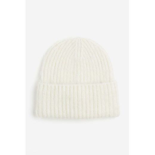 H & M - Dzianinowa czapka z domieszką wełny - Biały ze sklepu H&M w kategorii Czapki zimowe damskie - zdjęcie 169595373