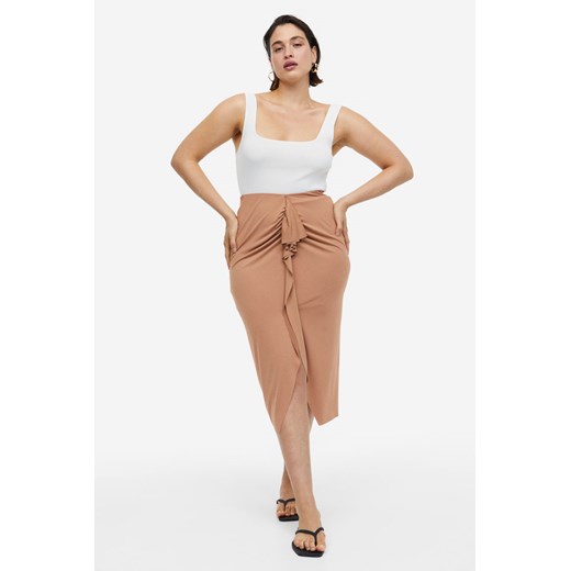 H & M - Dżersejowa spódnica z klinem - Beżowy H & M M H&M