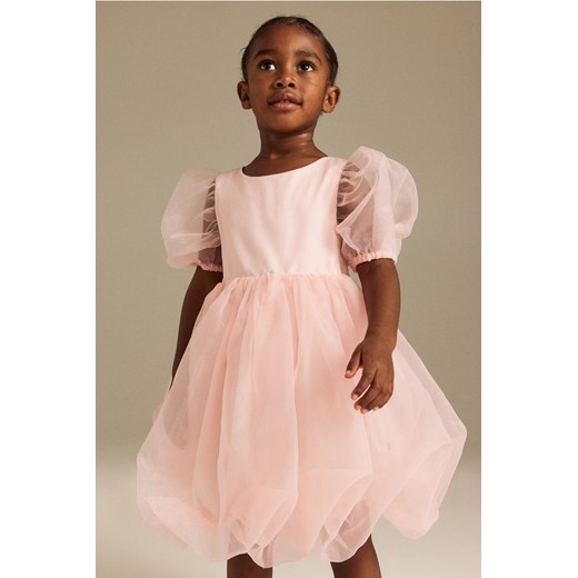 H & M - Tiulowa sukienka z baloniastym dołem - Różowy H & M 128 (7-8Y) H&M
