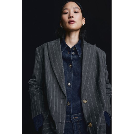H & M - Marynarka oversize z diagonalu - Szary H & M M H&M