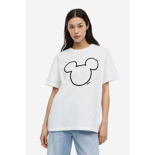 H & M - Obszerny T-shirt z nadrukiem - Biały ze sklepu H&M w kategorii Bluzki damskie - zdjęcie 169595683