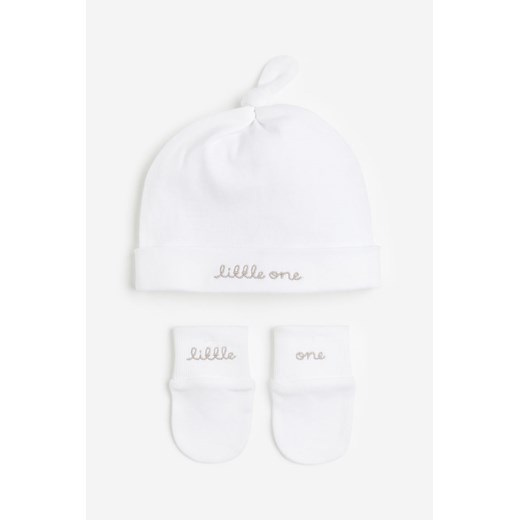 H & M - Bawełniany komplet 2-częściowy - Biały ze sklepu H&M w kategorii Komplety niemowlęce - zdjęcie 169595790