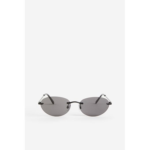 H & M - Owalne okulary przeciwsłoneczne bez oprawek - Czarny H & M One Size H&M