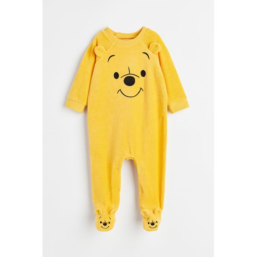 H & M - Welurowa piżama jednoczęściowa - Żółty ze sklepu H&M w kategorii Piżamy dziecięce - zdjęcie 169595893