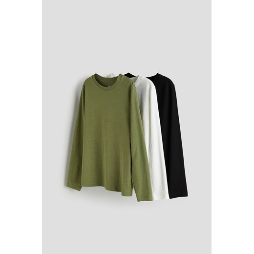 H & M - T-shirt z długim rękawem 3-pak - Zielony ze sklepu H&M w kategorii T-shirty chłopięce - zdjęcie 169596021