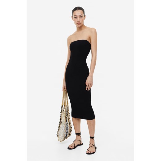 H & M - Sukienka bandeau w prążki - Czarny H & M 3XL H&M