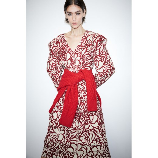 H & M - Bawełniana sukienka z falbankami - Czerwony H & M M H&M