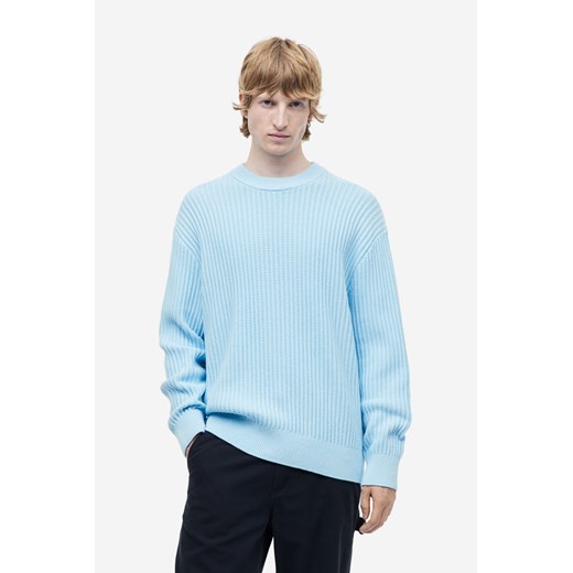 H & M - Sweter w prążki Loose Fit - Niebieski H & M M H&M