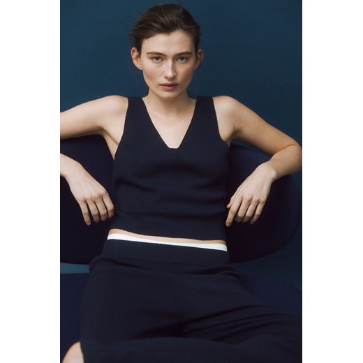 H & M - Dzianinowy top bez rękawów - Niebieski ze sklepu H&M w kategorii Bluzki damskie - zdjęcie 169596214