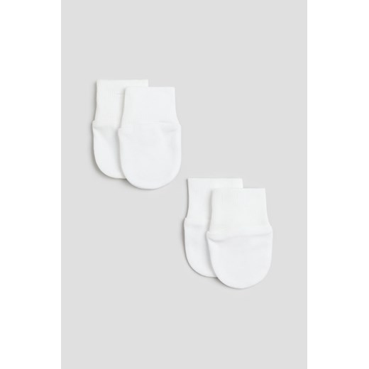 H & M - Rękawiczki niemowlęce 2-pak - Biały ze sklepu H&M w kategorii Rękawiczki dziecięce - zdjęcie 169596220