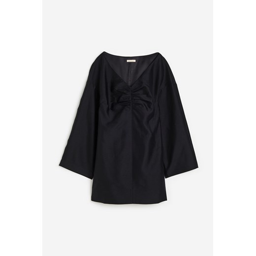 H & M - Sukienka z diagonalu z domieszką jedwabiu - Czarny H & M 34 H&M