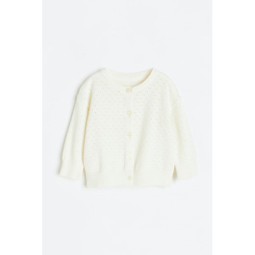 H & M - Ażurowy kardigan - Biały ze sklepu H&M w kategorii Bluzy i swetry - zdjęcie 169596540