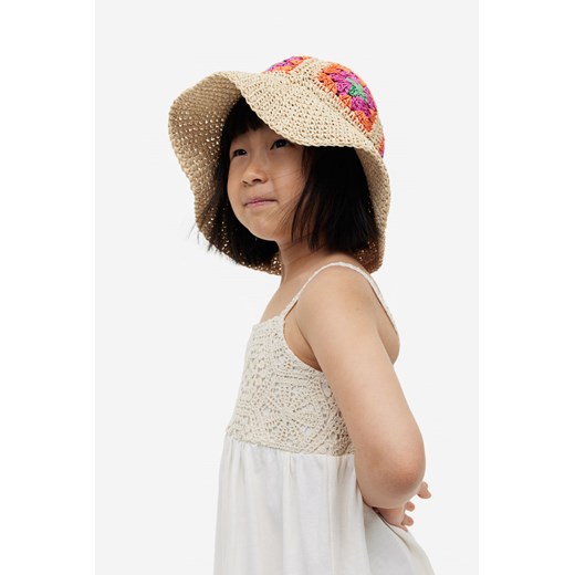 H & M - Słomkowy kapelusz o wyglądzie szydełkowej robótki - Beżowy H & M 122 (3-7Y) H&M