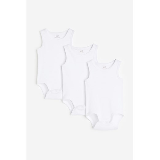 H & M - Bawełniane body 3-pak - Biały ze sklepu H&M w kategorii Body niemowlęce - zdjęcie 169596581