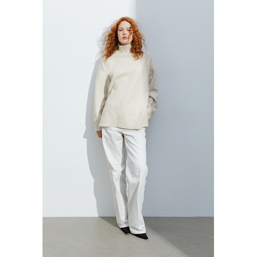 H & M - Sweter oversize z golfem - Beżowy H & M XS H&M