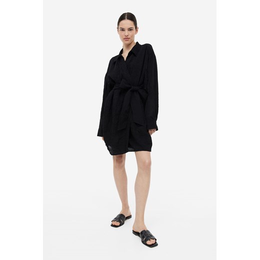 H & M - Tkaninowa sukienka kopertowa - Czarny ze sklepu H&M w kategorii Sukienki - zdjęcie 169596834