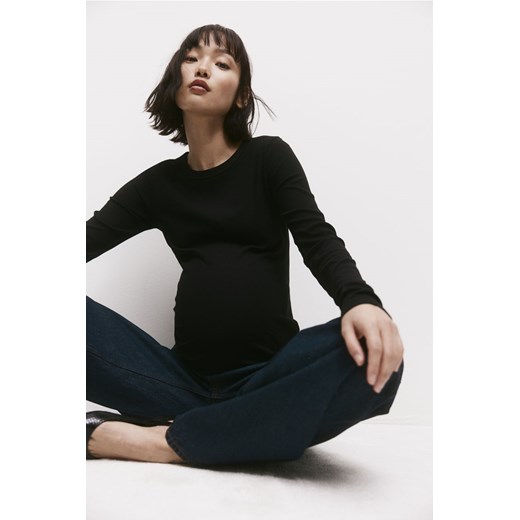 H & M - MAMA Top z dżerseju w prążki - Czarny ze sklepu H&M w kategorii Bluzki ciążowe - zdjęcie 169596924