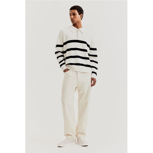 H & M - Sweter polo Loose Fit - Biały ze sklepu H&M w kategorii Swetry męskie - zdjęcie 169596941