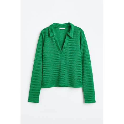 H & M - Dżersejowy top z kołnierzykiem - Zielony ze sklepu H&M w kategorii Bluzki damskie - zdjęcie 169596954