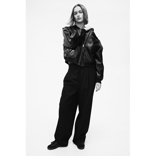 H & M - Powlekana kurtka bomberka - Czarny H & M XL H&M
