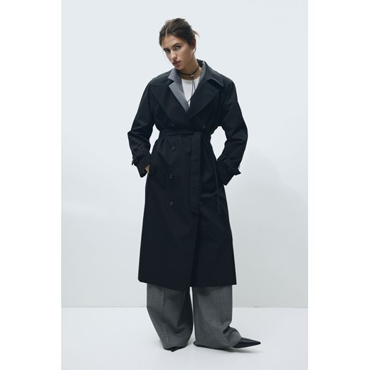 H & M - Dwurzędowy trencz - Czarny ze sklepu H&M w kategorii Płaszcze damskie - zdjęcie 169597271