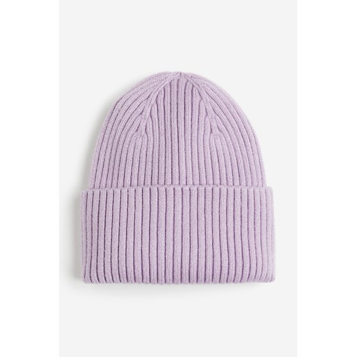 H & M - Czapka z dzianiny w prążki - Fioletowy H & M 134 H&M
