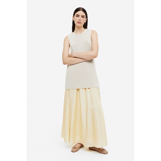 H & M - Trapezowa spódnica z jedwabiu - Żółty H & M M H&M