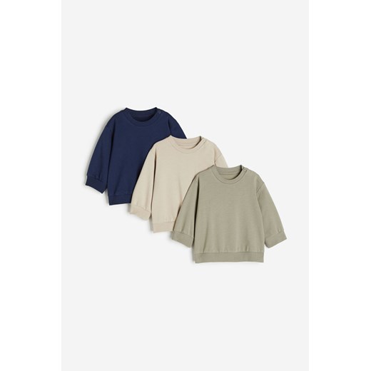 H & M - Bawełniana bluza 3-pak - Zielony ze sklepu H&M w kategorii Bluzy i swetry - zdjęcie 169597503