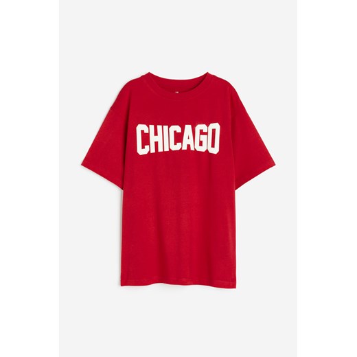 H & M - T-shirt z bawełnianego dżerseju - Czerwony H & M 140 (8-10Y) H&M