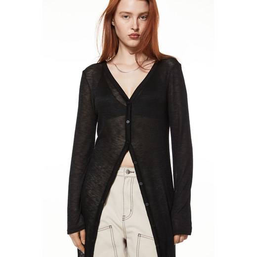H & M - Długi dżersejowy kardigan - Czarny ze sklepu H&M w kategorii Swetry damskie - zdjęcie 169597823
