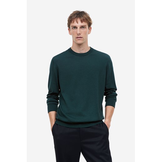 H & M - Sweter z wełny merynosowej Slim Fit - Zielony H & M M H&M