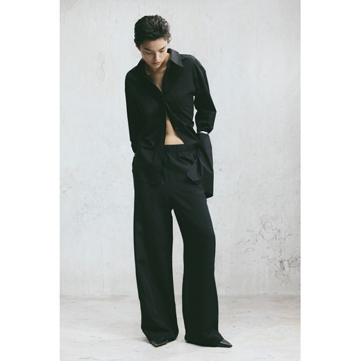 H & M - Spodnie bez zapięcia z domieszką lnu - Czarny ze sklepu H&M w kategorii Spodnie damskie - zdjęcie 169597981