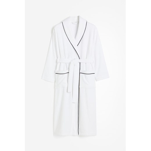 H & M - Welurowy szlafrok - Biały ze sklepu H&M w kategorii Szlafroki damskie - zdjęcie 169597991