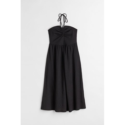 H & M - Kreszowana sukienka z mocowaniem na karku - Czarny ze sklepu H&M w kategorii Sukienki - zdjęcie 169598091