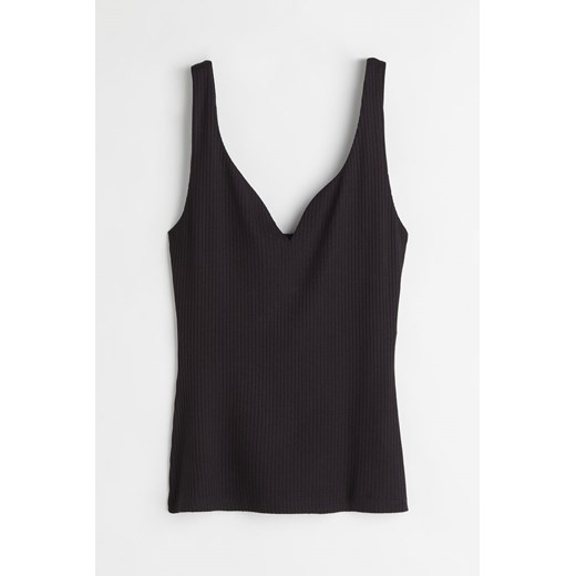 H & M - Top w prążki - Czarny ze sklepu H&M w kategorii Bluzki damskie - zdjęcie 169598573
