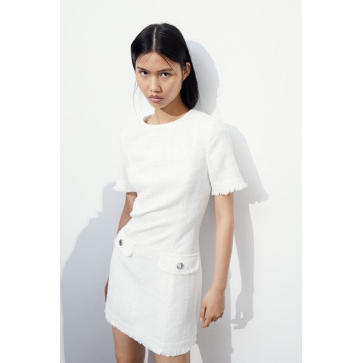 H & M - Sukienka z przędzy bouclé - Biały ze sklepu H&M w kategorii Sukienki - zdjęcie 169598692