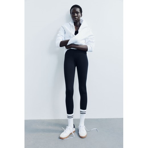 H & M - Legginsy z bawełną - Czarny ze sklepu H&M w kategorii Spodnie damskie - zdjęcie 169598794