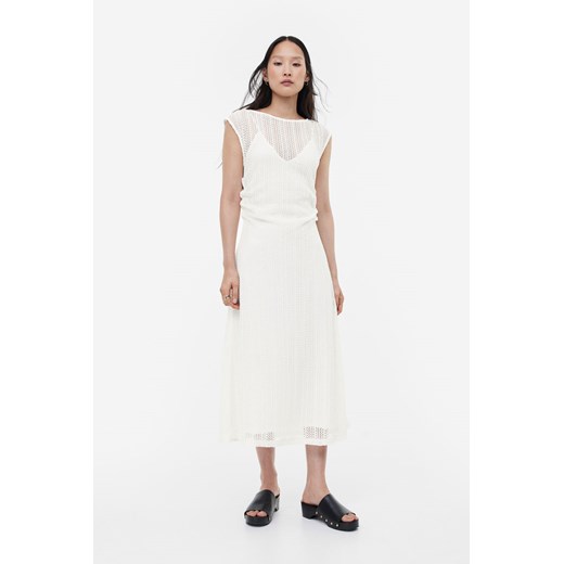 H & M - Sukienka o wyglądzie szydełkowej robótki - Biały H & M L H&M