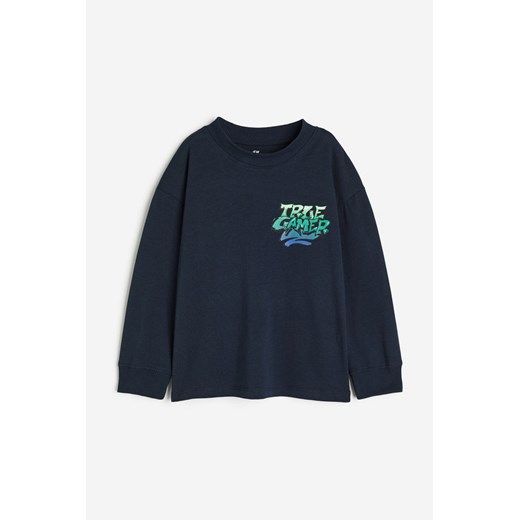 H & M - T-shirt z długim rękawem i nadrukiem - Niebieski ze sklepu H&M w kategorii T-shirty chłopięce - zdjęcie 169598830